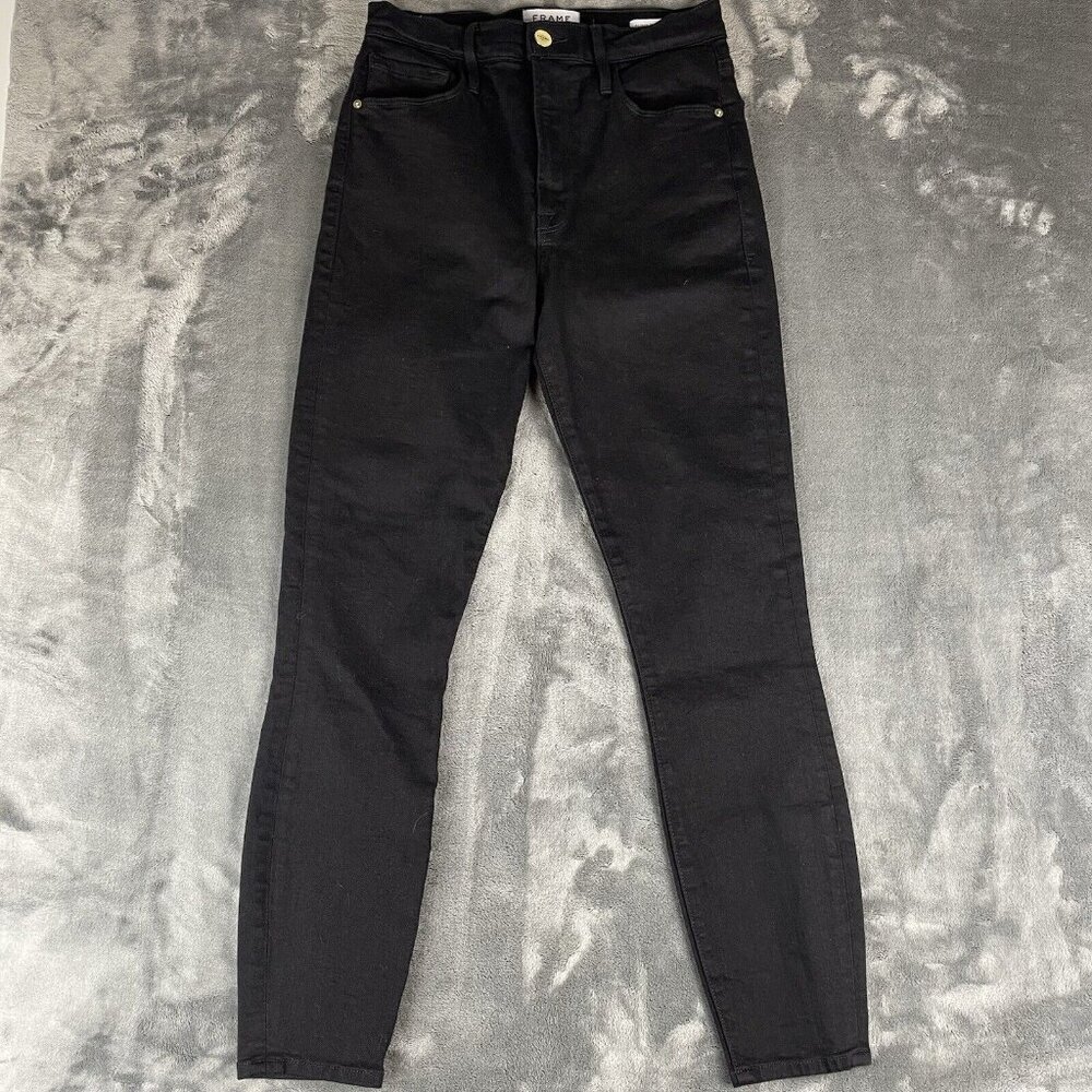 FRAME Black Ali High Rise Cigarette Skinny Fit Denim Jeans Womens Sz 26